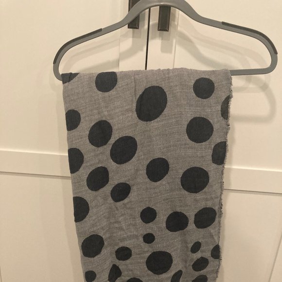 Grey and Navy Polka Dot Scarf - Picture 1 of 5